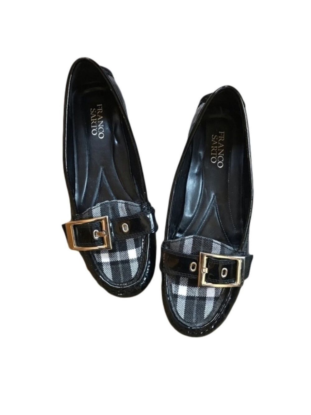 FRANCO Sarto plaid patent leather Shiloh flats size 7.5